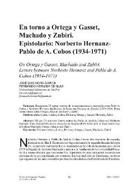 Portada:En torno a Ortega y Gasset, Machado y Zubiri. Epistolario: Norberto Hernánz-Pablo A. Cobos (1934-1971) / José Luis Mora García y Hernando Hermida de Blas
