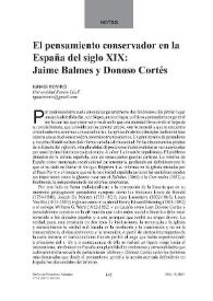 Portada:El pensamiento conservador en la España del siglo XIX: Jaime Balmes y Donoso Cortés / Ignasi Roviró