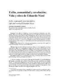 Portada:Exilio, comunidad y revolución. Vida y obra de Eduardo Nicol / Arturo Aguirre Moreno