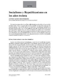 Portada:Socialismo y republicanismo en los años treinta / Antonio García Santesmases