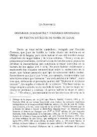 Portada:Discursos dominantes y discursos dominados en textos satíricos de María de Zayas / Schwartz, Lía