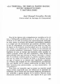 Portada:\"La Tribuna\", de Emilia Pardo Bazán, entre romanticismo y naturalismo / José Manuel González Herrán