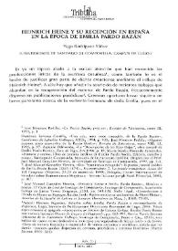 Portada:Heinrich Heine y su recepción en España en la época de Emilia Pardo Bazán / Yago Rodríguez Yáñez
