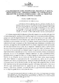 Portada:\"¡Valencianos con honra!\" de Palanca y Roca, hipotexto de \"Ensayo sobre literatura dramática revolucionaria\", de \"La Tribuna\" de Emilia Pardo Bazán / Marisa Sotelo Vázquez