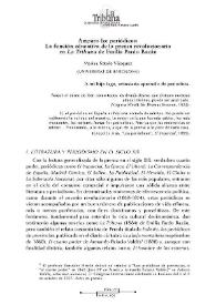 Portada:Amparo lee periódicos: La función educativa de la prensa revolucionaria en "La Tribuna" de Emilia Pardo Bazán / Marisa Sotelo Vázquez