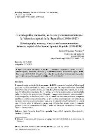 Portada:Historiografía, memoria, silencios y conmemoraciones: la Valencia capital de la República (1936-1937) / Javier Navarro Navarro