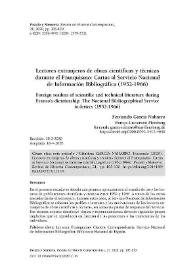 Portada:Lectores extranjeros de obras científicas y técnicas durante el Franquismo: Cartas al Servicio Nacional de Información Bibliográfica (1952-1966)  / Fernando García Naharro