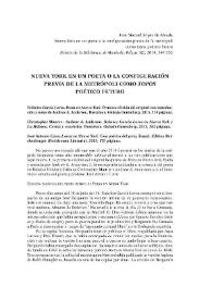 Portada:Nueva York en un poeta o la configuración previa de la metrópoli como \"topos\" poético futuro / José Manuel López de Abiada