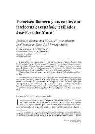 Portada:Francisco Romero y sus cartas con intelectuales exiliados españoles: José Ferrater Mora / Clara Alicia Jalif de Bertranou