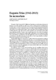 Portada:Eugenio Trías (1942-2013). In memoriam / José Manuel Martínez Poulet