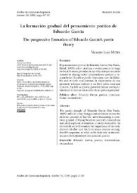 Portada:La formación gradual del pensamiento poético de Eduardo García / Vicente Luis Mora
