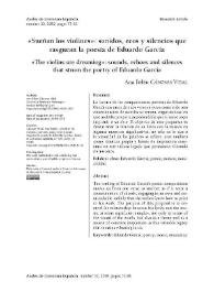 Portada:\"Suenan los violines\": sonidos, ecos y silencios que rasguean la poesía de Eduardo García / Ana Belén Cánovas Vidal