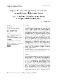 Portada:Lógicas del otro lado: epifanía y pensamiento en los aforismos de Eduardo García / Erika Martínez