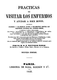 Portada:Prácticas de visitar los enfermos y ayudar a bien morir : contienen piadosos y saludables avisos, y documentos, contras las engañosas astucias del enemigo común... / M. R. P. Baltasar Bosch de Castellas y Cardona