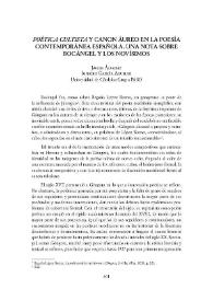 Portada:\"Poética cultista\" y canon áureo en la poesía contemporánea española. Una nota sobre Bocángel y los novísimos  / Javier Álvarez, Ignacio García Aguilar