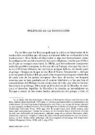Portada:Políticas de la traducción / Dámaso López García