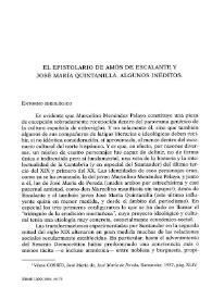 Portada:El epistolario de Amós de Escalante y José Quintanilla. Algunos inéditos / Ana Belén Rodríguez de la Robla