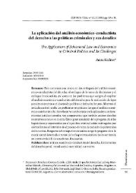 Portada:La aplicación del análisis económico-conductista del derecho a las políticas criminales y sus desafíos / Anna Richter