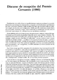 Portada:Discurso de recepción del Premio Cervantes (1986) / Antonio Buero Vallejo