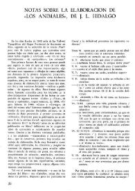 Portada:Notas sobre la elaboración de “Los animales”, de J. L. Hidalgo / José Manuel González Herrán