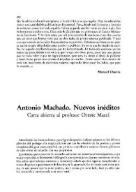 Portada:Antonio Machado. Nuevos inéditos. Carta abierta al profesor Oreste Macrí / Ángel Martínez Blasco