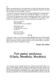 Portada:Tres poetas mexicanos (Ulacia, Mendiola, Morábito) / Juan Malpartida