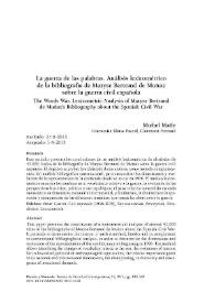Portada:La guerra de las palabras: análisis lexicométrico de la bibliografía de Maryse Bertrand de Muñoz sobre la guerra civil española / Michel Matly