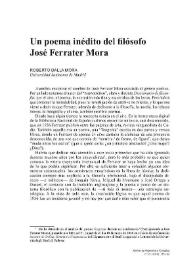 Portada:Un poema inédito del filósofo José Ferrater Mora / Roberto Dalla Mora