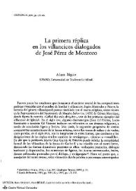 Portada: La primera réplica en los villancicos dialogados de José Pérez de Montoro / Alain Bègue