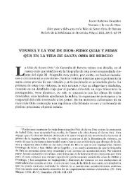 Portada:Voxmea y la voz de Dios: \"fides quae\" y \"fides qua\" en la \"Vida de Santa Oria\" de Berceo / Javier Roberto González