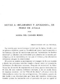 Portada:Notas a \"Belarmino y Apolonio\" de Pérez de Ayala / por María del Carmen Bobes