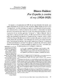 Portada:Blasco Ibáñez: Por España y contra el rey (1924-1925) / Francisco Caudet