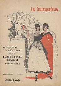 Portada:Ellas y ellos o ellos y ellas : novela / por Carmen de Burgos (Colombine) ; ilustraciones de J. Zamora