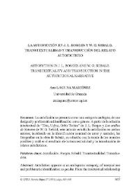 Portada:La autoficción en J. L. Borges y W. G. Sebald. Transtextualidad y transducción del relato autoficticio / Ana Laguna Martínez