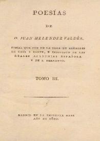 Portada:Poesías de Juan Meléndez Valdés. Tomo III