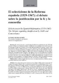 Portada:El eclecticismo de la Reforma española (1529-1567): el debate sobre la justificación por la fe y la concordia / Antonio Rivera García