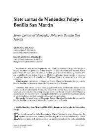 Portada:Siete cartas de Menéndez Pelayo a Bonilla San Martín / Gerardo Bolado y María Cristina Pascerini