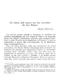 Portada:El tema del amor en las novelas de los Pazos / Marina Mayoral