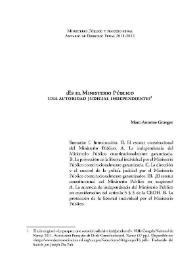 Portada:¿Es el Ministerio Público una autoridad judicial independiente? / Marc-Antoine Granger