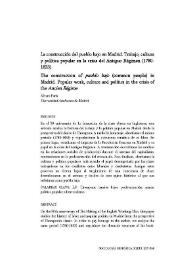 Portada:La construcción del pueblo bajo en Madrid: Trabajo, cultura y política popular en la crisis del Antiguo Régimen (1780-1833) / Álvaro París