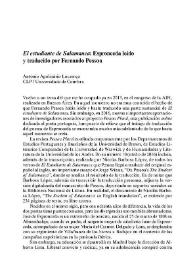 Portada:\"El estudiante de Salamanca\": Espronceda leído y traducido por Fernando Pessoa / Antónino Apolinário Lourenço