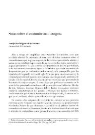 Portada:Notas sobre el costumbrismo "negro" / Borja Rodríguez Gutiérrez