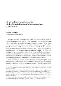 Portada:El periodismo hispano-inglés de José María Blanco White: costumbres y literatura / Renata Londero