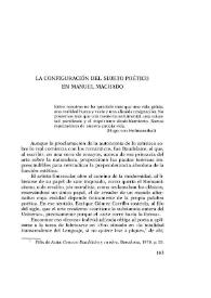 Portada:La configuración del sujeto poético en Manuel Machado / Luisa Cotoner