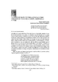 Portada:La poesía de María Victoria Atencia o cómo contener el vuelo de la gentil oropéndola / Sharon Keefe Ugalde