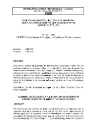 Portada:Arqueología marítima histórica en Argentina: investigaciones de naufragios acaecidos entre los siglos XVII y XX / Dolores Elkin