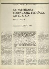 Portada:La enseñanza secundaria española en el s. XIX. Notas legales / Olegario Negrín Fajardo