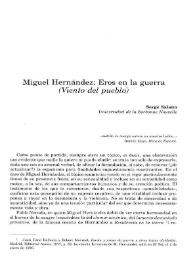 Portada:Miguel Hernández: Eros en la guerra ("Viento del pueblo") / Serge Salaün
