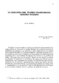 Portada:La dialogía del teatro unamuniano: género interno / Iris M. Zavala