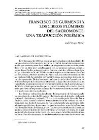 Portada:Francisco de Gurmendi y los libros plúmbeos del Sacromonte: una traducción polémica / María Isabel LLopis Mena